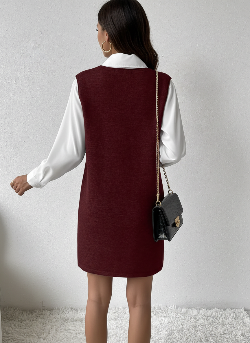 V-Neck Sleeveless Sweater Dress with Pockets – Effortless Cozy Chic - Pelléssa