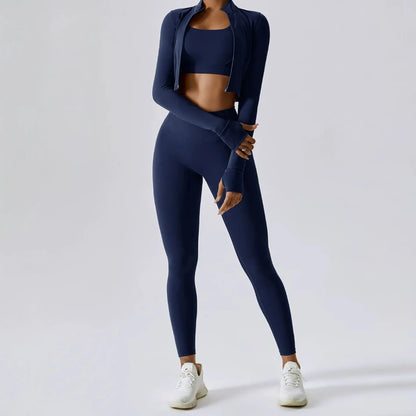 3-Piece Sculpting Activewear Set (Leggings + Bra + Jacket)