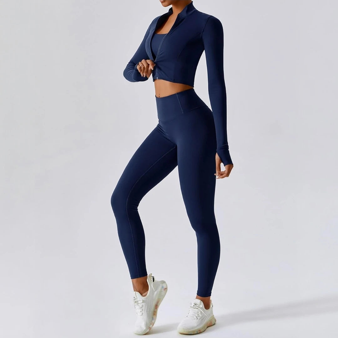 3-Piece Sculpting Activewear Set (Leggings + Bra + Jacket)