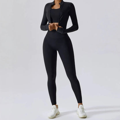 3-Piece Sculpting Activewear Set (Leggings + Bra + Jacket)